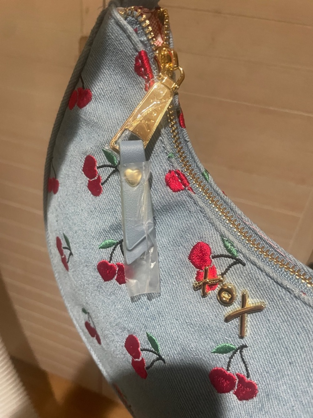 Betsey Johnson XoX Denim and Cherry Hobo Bag - Picture 7 of 10